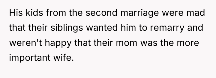 His kids from the second marriage were mad that their...