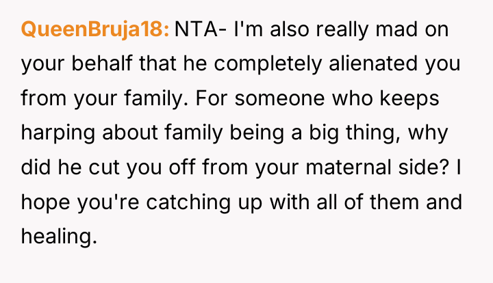 QueenBruja18 NTA- I'm also really mad on your behalf that...