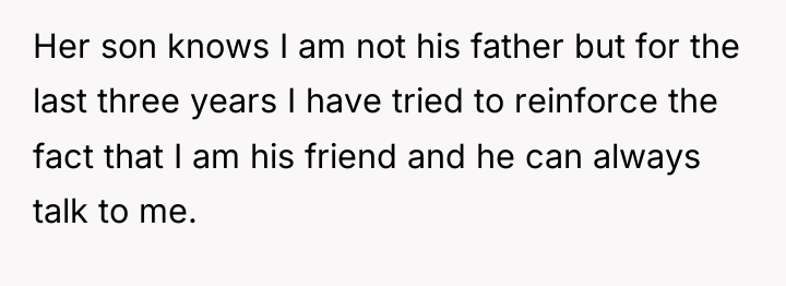 Her son knows I am not his father but for...