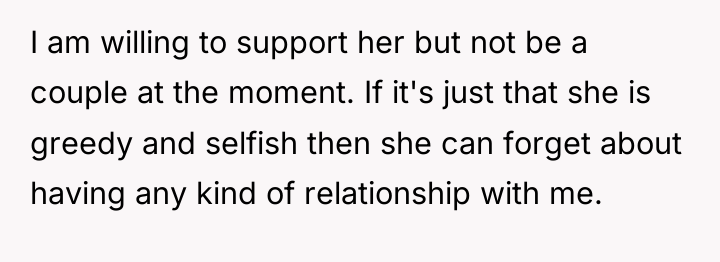 I am willing to support her but not be a...