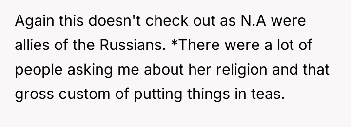 Again this doesn't check out as N.A were allies of...
