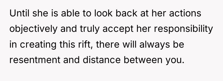 Until she is able to look back at her actions...