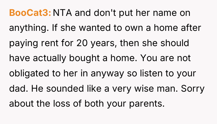 BooCat3 NTA and don't put her name on anything. If...