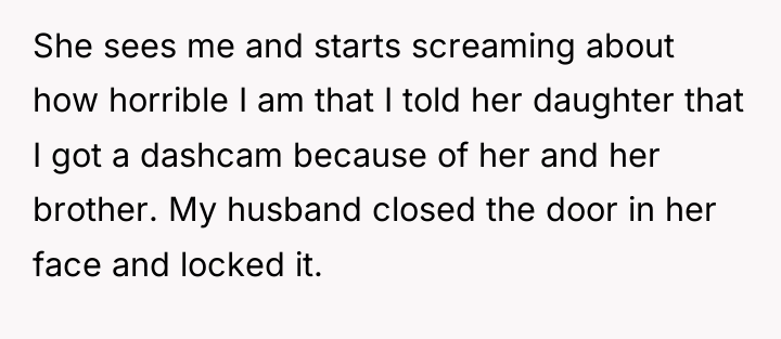 She sees me and starts screaming about how horrible I...