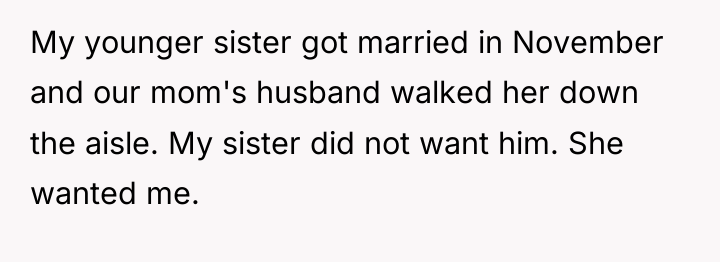 My younger sister got married in November and our mom's...