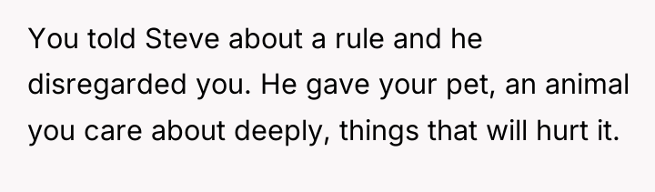 You told Steve about a rule and he disregarded you....