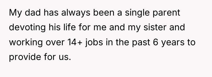 My dad has always been a single parent devoting his...