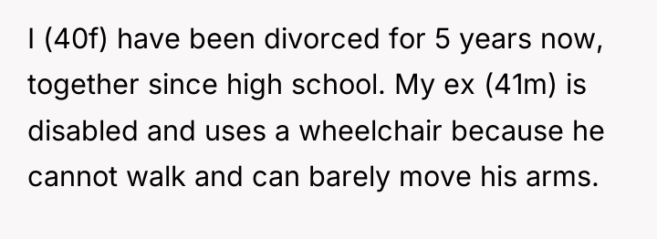 I (40f) have been divorced for 5 years now, together...