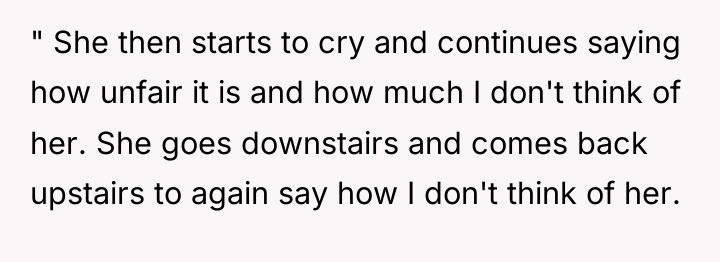 " She then starts to cry and continues saying how...