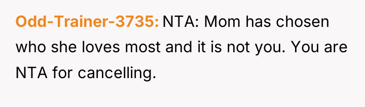 Odd-Trainer-3735 NTA: Mom has chosen who she loves most and...