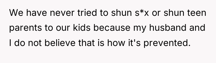 We have never tried to shun s*x or shun teen...