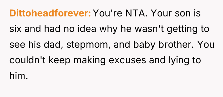 Dittoheadforever You're NTA. Your son is six and had no...