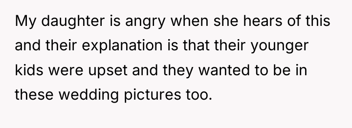 My daughter is angry when she hears of this and...