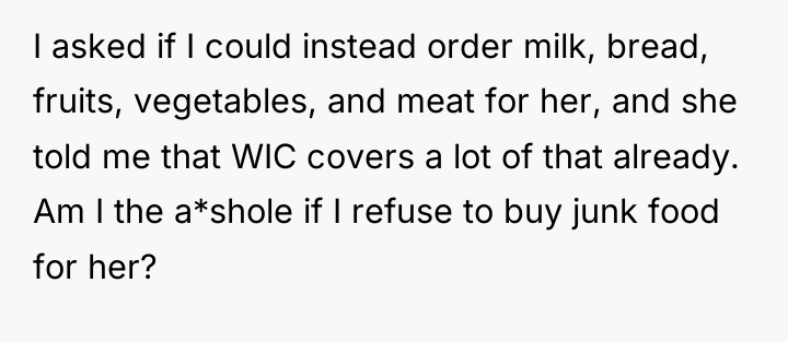 I asked if I could instead order milk, bread, fruits,...