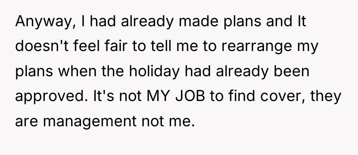Anyway, I had already made plans and It doesn't feel...