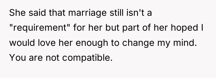 She said that marriage still isn't a "requirement" for her...