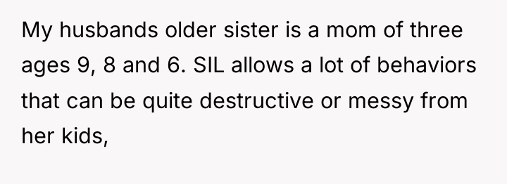 My husbands older sister is a mom of three ages...
