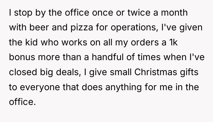 I stop by the office once or twice a month...