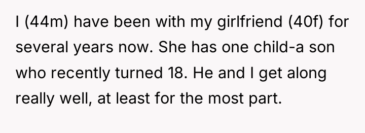 I (44m) have been with my girlfriend (40f) for several...