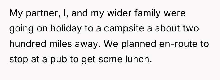 My partner, I, and my wider family were going on...