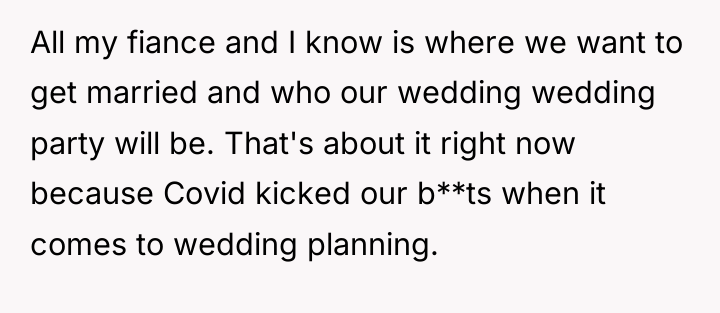 All my fiance and I know is where we want...