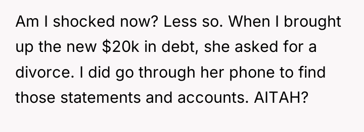 Am I shocked now? Less so. When I brought up...