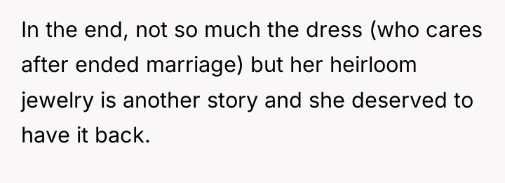 In the end, not so much the dress (who cares...