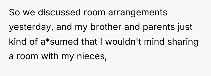 So we discussed room arrangements yesterday, and my brother and...