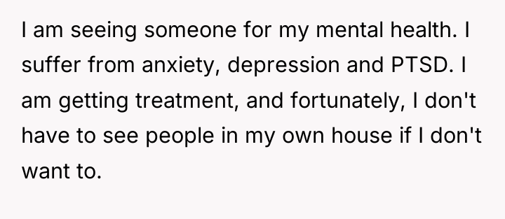 I am seeing someone for my mental health. I suffer...