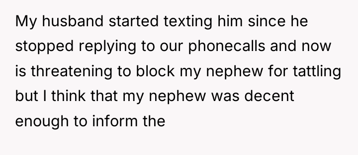 My husband started texting him since he stopped replying to...