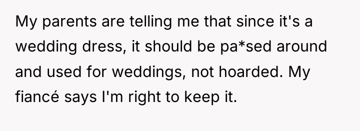 My parents are telling me that since it's a wedding...