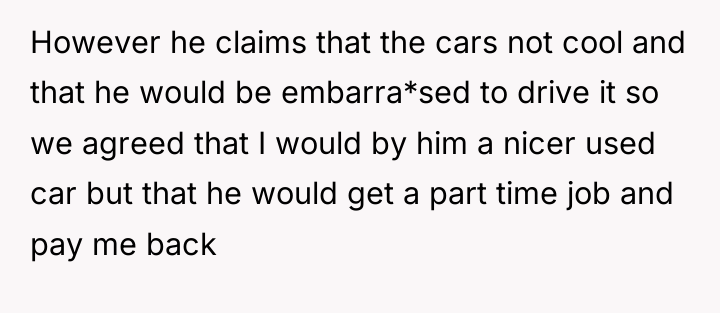 However he claims that the cars not cool and that...