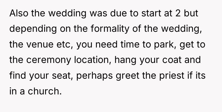 Also the wedding was due to start at 2 but...
