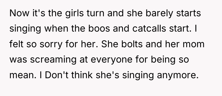 Now it's the girls turn and she barely starts singing...