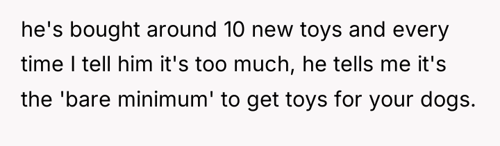 he's bought around 10 new toys and every time I...