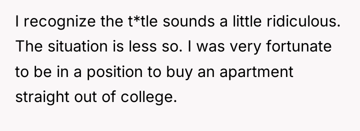 I recognize the t*tle sounds a little ridiculous. The situation...