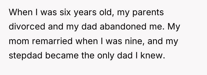 When I was six years old, my parents divorced and...