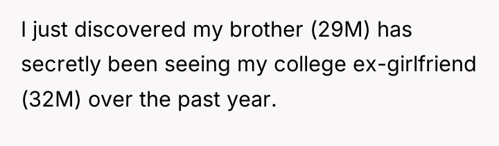 I just discovered my brother (29M) has secretly been seeing...