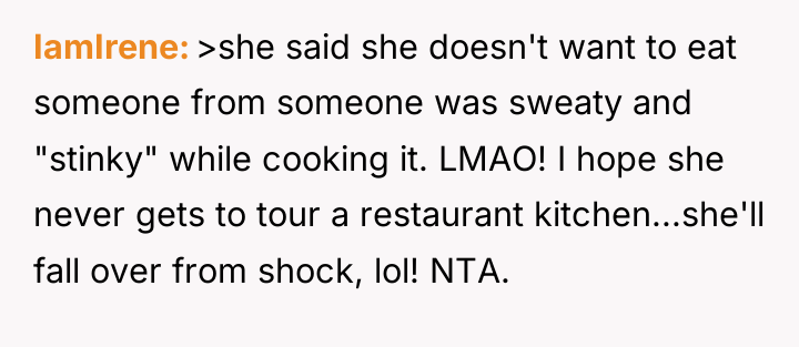 IamIrene >she said she doesn't want to eat someone from...