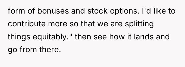 form of bonuses and stock options. I'd like to contribute...