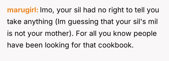 marugirl Imo, your sil had no right to tell you...