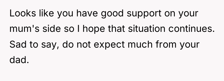Looks like you have good support on your mum's side...