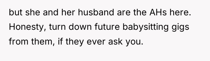 but she and her husband are the AHs here. Honesty,...