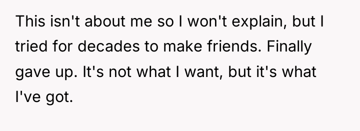 This isn't about me so I won't explain, but I...