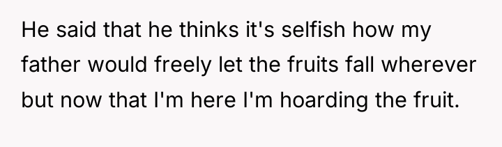 He said that he thinks it's selfish how my father...