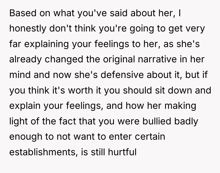 Based on what you've said about her, I honestly don't...