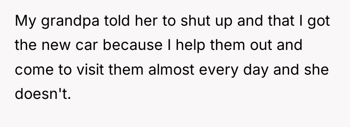 My grandpa told her to shut up and that I...