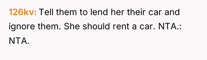 126kv Tell them to lend her their car and ignore...