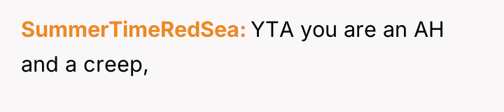 SummerTimeRedSea YTA you are an AH and a creep,