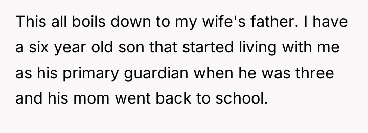 This all boils down to my wife's father. I have...